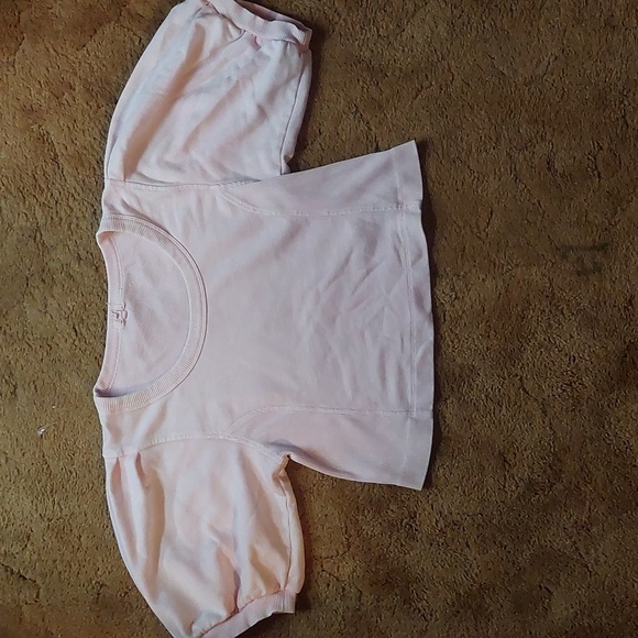 Aerie Pink Puff Sleeve Crop Top - Picture 1 of 6